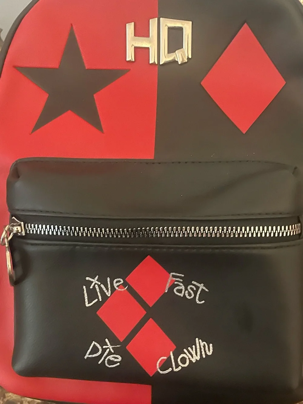 DC Comics Red and Black Harley Quinn Mini Backpack